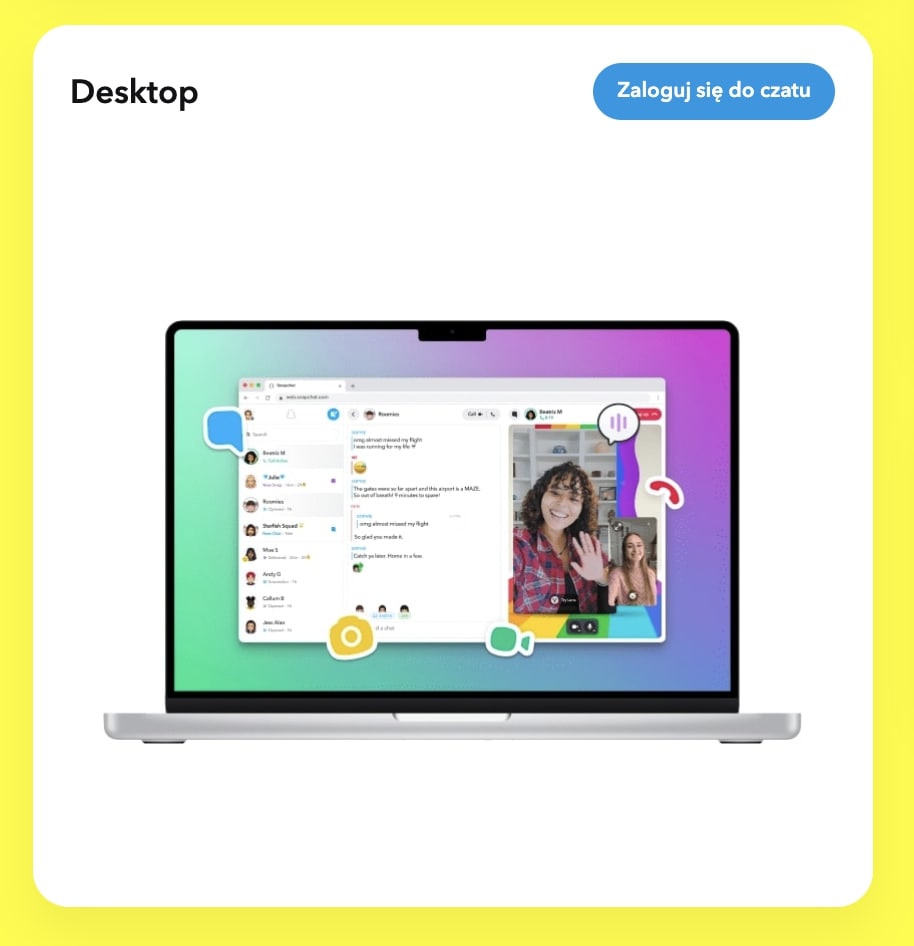 Snapchat na komputerze - logowanie
